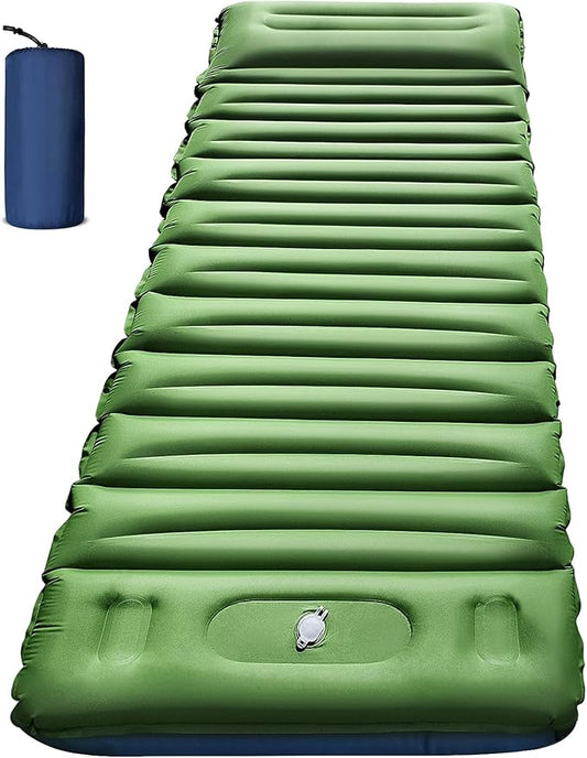Camping Sleeping Pad, Ultralight Camping Pad with Pillow Built-in Foot Pump Inflatable Sleeping Mat Compact for Camping Backpacking Hiking Traveling