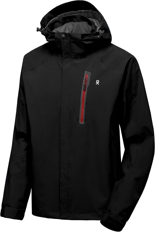 Little Donkey Andy Men's Waterproof Rain Jacket Outdoor Lightweight Hooded Raincoat for Hiking Golf Travel Fishing