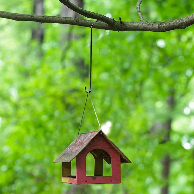 3 Pack 24 Inch Large S Hooks for Hanging Plants Black Metal Plant Hanger Long Tree Hooks Plant Hooks Outdoor Hanging Hooks for Tree Branch, Bird Feeder, Basket, Lantern, Indoor Closet, Garden