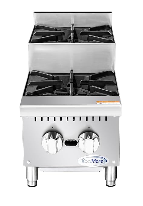 KoolMore KM-CRSU-12 12 in. Two-Burner Commercial Step Up Range, 52000 BTU,ETL Listed in Stainless-Steel