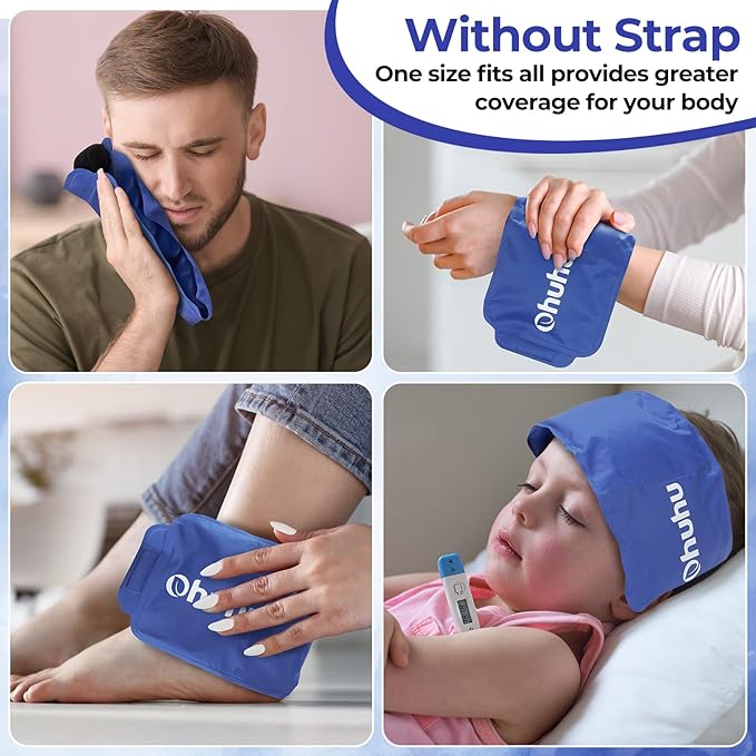 Ice Pack Wrap for Injuries: Ohuhu 2 Pack Reusable Ice Packs with Wrap Hot Cold Therapy Gel Ice Pack Adjustable Flexible for Shoulders Wrists Knee Back Neck Legs Hip Aches Injury Pain Relief
