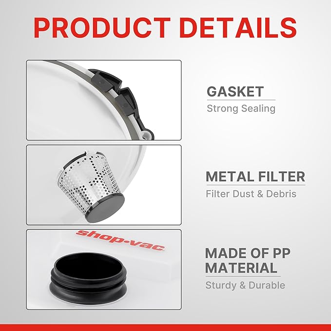 Shop-Vac Dust Collector, Portable Dust Collector for Woodworking, Fits 5 Gallon Bucket, Easy Disposal of Dust & Debris, Elbow Fittings, 2-1/2" Hose and Metal Filter Included