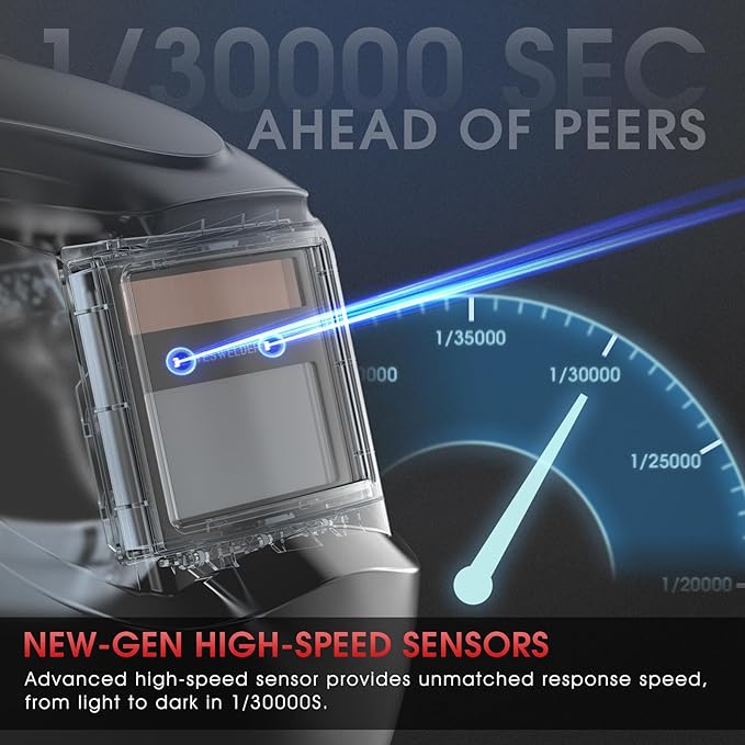 YESWELDER Auto Darkening Welding Helmet, Blue Light Blocking, 1/1/1/1 True Color Solar Powered Welding Hood with 2 Arc Sensors, Wide Shade 3.5/9-13 Welder Mask for TIG MIG ARC and Grind