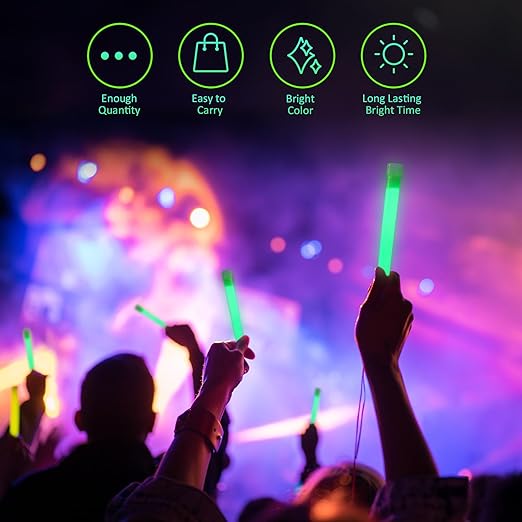 Sotiff 96 Pcs Bright 6 Inch Large Glow Sticks Bulk Emergency Glow in The Dark Sticks with 12 Hour Duration for Camping Hiking Outdoor Parties Activities Survival Storms Blackouts (Green)