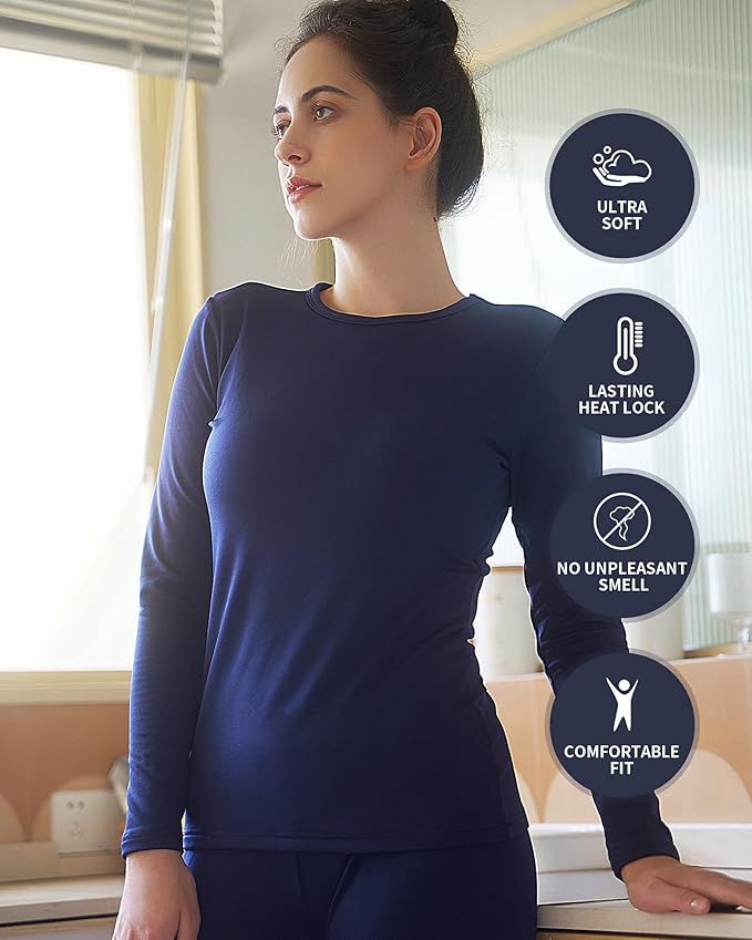 WEERTI Thermal Underwear for Women Long Johns with Fleece Lined, Base Layer Women Cold Weather Top Bottom