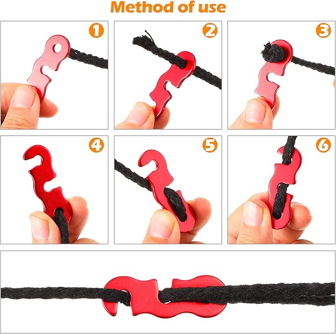 Sumind 30 Pieces Tensioner Aluminum Alloy Camping Tent Rope Adjuster Guyline Aluminum Cord Adjusters Tensioners Wind Rope Buckles for Camping Hiking Backpacking Outdoor Activity