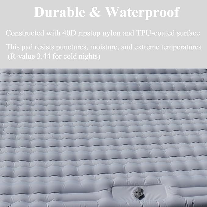 HI FINE CARE Double Camping Pad for 2 Person – Inflatable Sleeping Pad for Tent Camping & Backpacking – Lightweight, Waterproof & Quick Inflation – 4” Thick for Camping, Travel & Guests