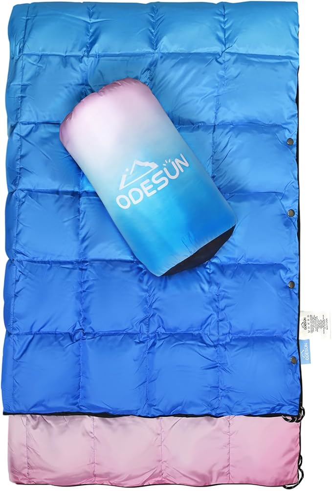Down Camping Blanket Packable Outdoor Down Camping Blankets for Cold Weather Large Waterproof Puffy Blanket Lightweight Warm Down Camping Quilt - 78" x 55"