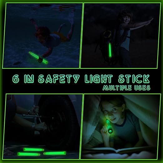 Sotiff 96 Pcs Bright 6 Inch Large Glow Sticks Bulk Emergency Glow in The Dark Sticks with 12 Hour Duration for Camping Hiking Outdoor Parties Activities Survival Storms Blackouts (Green)