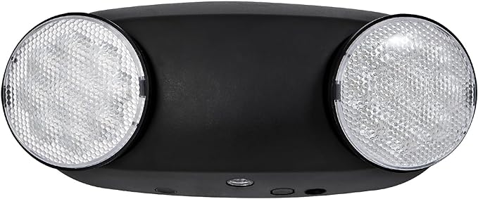 TANLUX Black Emergency Lights with Battery Backup, Two Head Adjustable Commercial Emergency Light, UL Listed, AC 120/277V, Hardwired Emergency Exit Light Fixtures for Business - 1 Pack