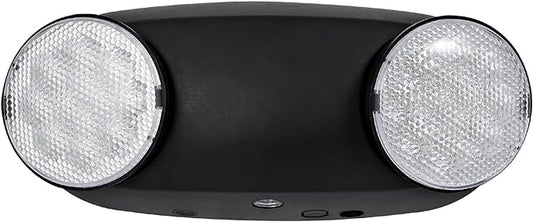 TANLUX Black Emergency Lights with Battery Backup, Two Head Adjustable Commercial Emergency Light, UL Listed, AC 120/277V, Hardwired Emergency Exit Light Fixtures for Business - 1 Pack