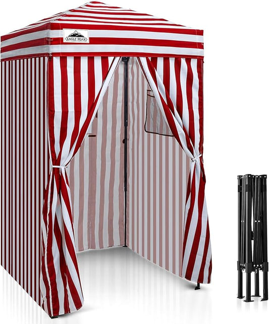 EAGLE PEAK Flex Ultra Compact 4x4 Pop-up Canopy, Sun Shelter, Changing Room, Portable Privacy Canopy Cabana for Pool, Fashion Photoshoots, or Camping, Red/White