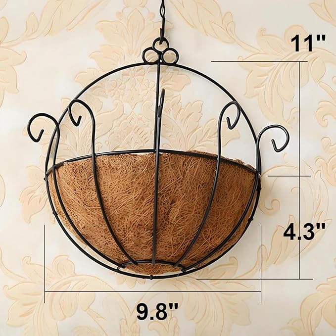 Tosnail 2 Pack Metal Wall Hanging Planter Basket with Coco Liner - Great for Indoor or Outdoor Plants