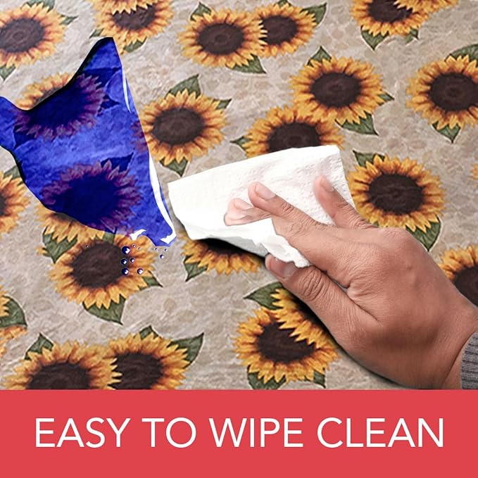 LAMINET Elastic Fitted Table Cover - Sunflower - Small Round - Fits Tables up to 44" Diameter