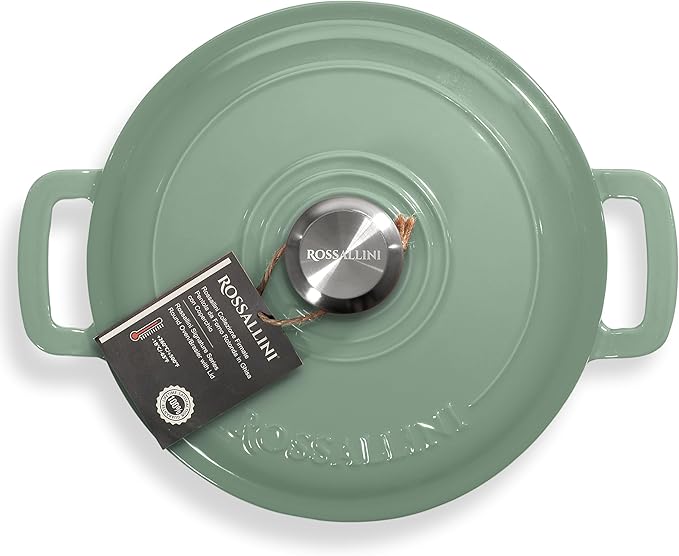 Signature Enameled Cast Iron Dutch Oven, Non-Stick Serving Pot with Tight Fitting Lid for Perfect Roasting, Baking, Sauteing, and Bread Making | 5.5Q (5.2L) - Sage