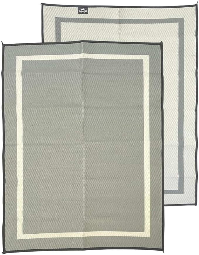 5x7 Solid Gray RV Patio Mat – Extra Thick 5mm Recycled Poly Rug – Heavy-Duty, Waterproof, Reversible – Premium Outdoor Mat for Camping, Beach, Deck (Gray NO Carry Bag, 5'x7')