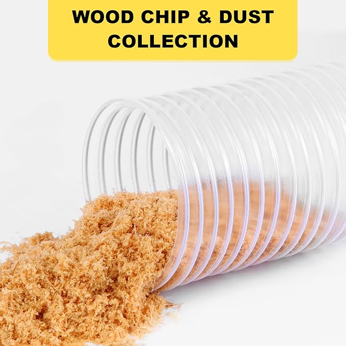 2-1/2"x10'Dust Collection Hose,2 1/2 Inch Dust Collection Tube with 304 Stainless Steel Hose Clamps,PVC 2.5 Collector Flexible Tube- Puncture Resistant