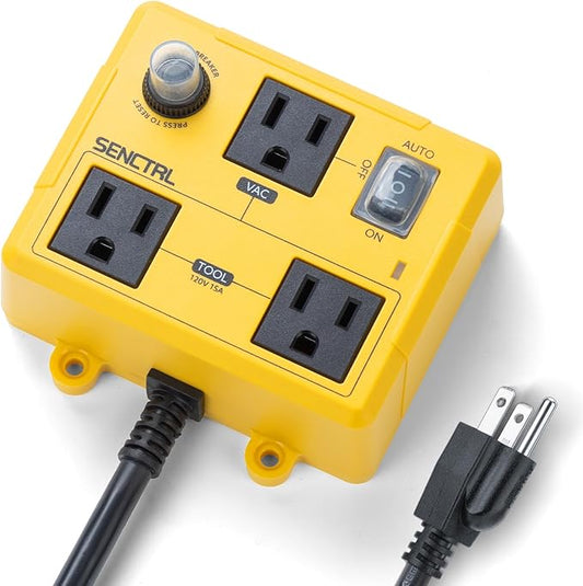 Automatic Vacuum Switch for Power Tools to Turn Dust Collector On and Off Automatically, Auto Switch for Woodworking Table Saw, Delay Shut Off Shop Vac, Safety Overload Circuit Breaker