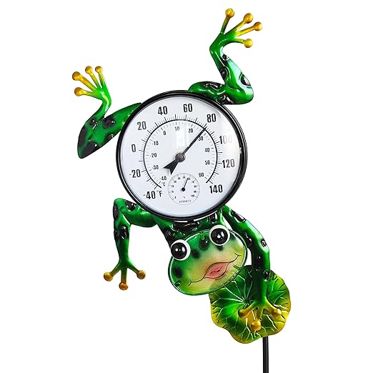 Outdoor Thermometer for Patio - Frog Garden Stake Thermometer with Decorative Design - 44 inch Outside Temperature Gauge for Yard - Easy to Read, Durable & Weatherproof - Garden Decor