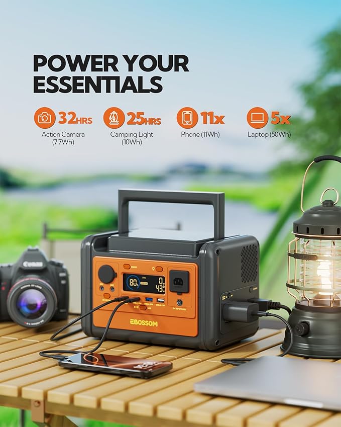 Portable Power Station 92800mAh, 297Wh LiFePO4 Battery, 1.2H Fast Charging, <30 MS UPS, 300W (600W Surge) Solar Generator for Camping, Emergency, and Outdoor Use
