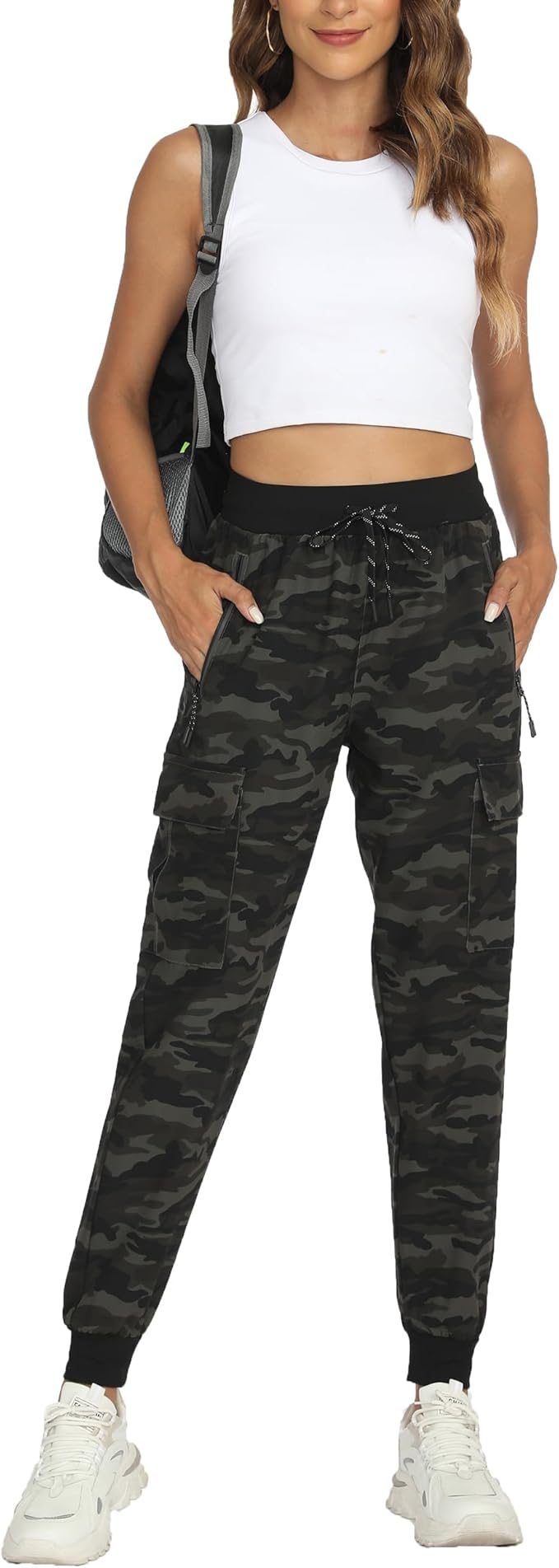 Kcutteyg Womens Water Resistant Hiking Pants with Pockets Quick Dry Soft Athletic Workout Joggers Pants for Camping Travel