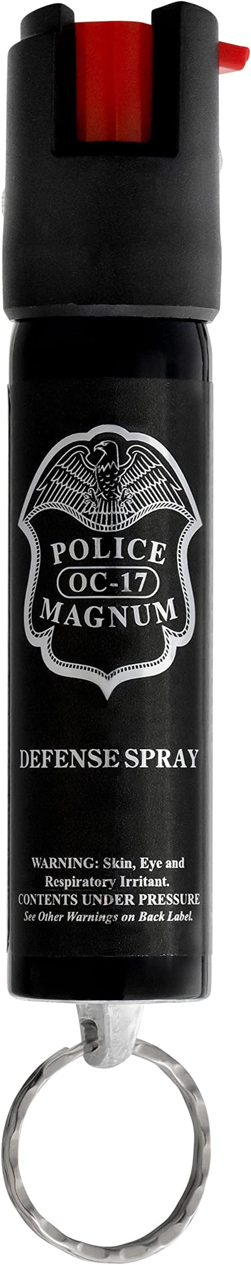 Police Magnum Compact Pepper Spray Self Defense Safety Tool- Strong Built-in Keychain Holder- Small Discreet Canister- Made in The USA- 1 Pack 3/4oz Twist Lock Keyring