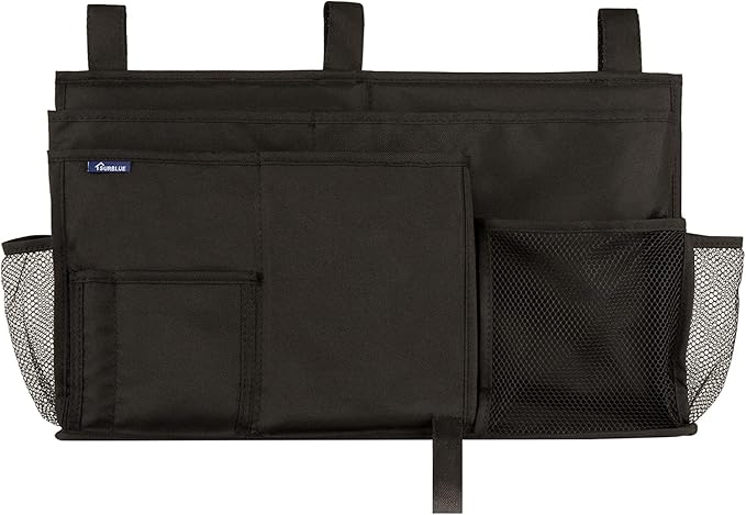 Surblue Caddy Hanging Organizer Bedside Storage Bag for Bunk and Hospital Beds, Black, L