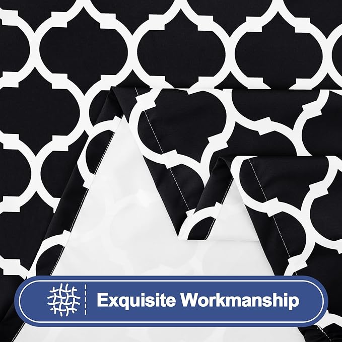 Smiry Picnic Table Cover with Bench Covers, Waterproof Elastic Fitted Tablecloth for 6 Foot Tables, Washable Polyester Tablecloths for Camping, Indoor & Outdoor (Black Morocco, 30x72 Inch 3-pc Set)