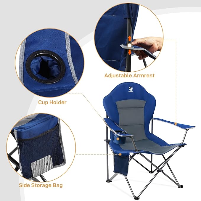 EVER ADVANCED Camping Chairs, Lawn Chairs Outdoor Sports Chairs, Folding Chair Camping Chairs for Adults, Supports 400lbs