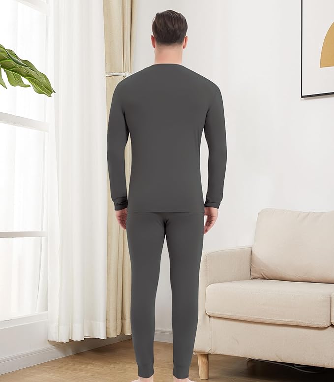 NACHILA Men's Thermal Underwear Set-Viscose Made from Bamboo, Soft Long Sleeve Base Layers Top and Bottom Warm Long Johns Set
