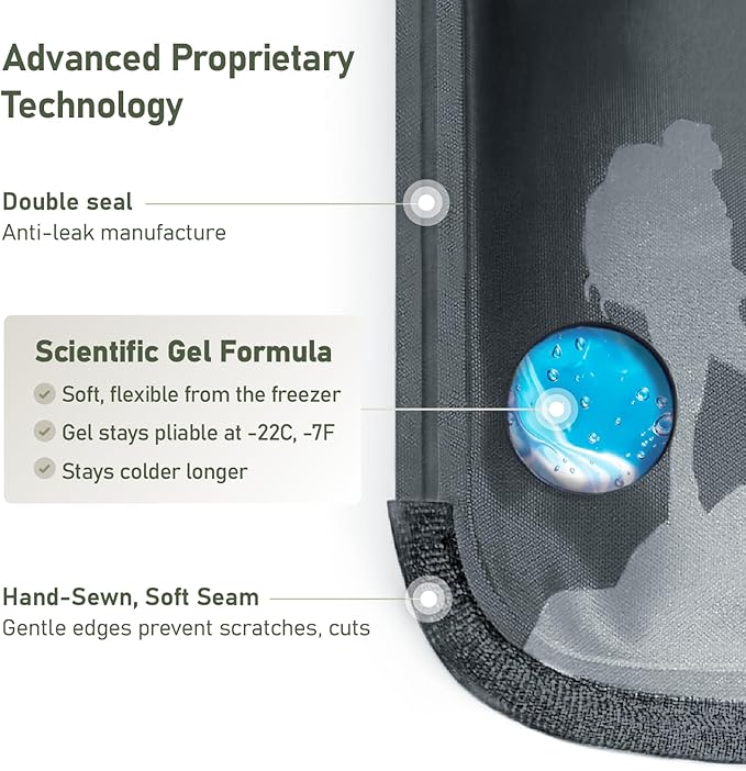 Medium Flexible Gel Ice Packs Reusable - Hot and Cold Soft Ice Packs for Injuries Reusable for Ankle, Arm, Foot, Leg, Back Pain Relief - 8" x 12" - Grey