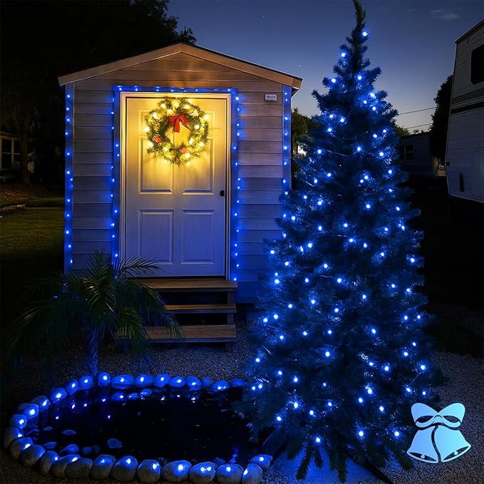 Extra-Long Solar String Lights Outdoor, 4-Pack 400 LED Solar Fairy Lights for Outside Waterproof, Copper Wire 8 Modes Solar Twinkle Fairy Light for Xmas Tree Garden Party Wedding Decor(Blue)