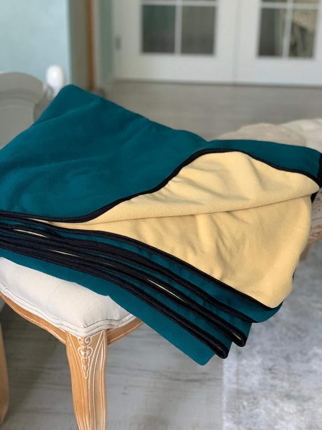 Waterproof Blanket Large – No Mess Soft and Cozy Waterproof Throw Blanket Against Accidents, Spill & Stain Proof Easy to Clean Splash Blanket Cover, Reversible Blue/Beige 80”x90”