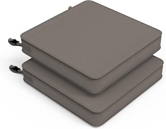 LVTXIII Patio Chair Cushions 19"x19"x3", Water-Repellent Outdoor Seat Cushions for Patio Furniture, Square Chair Pads with Ties for Home Garden Decoration, Set of 2, Dark Grey