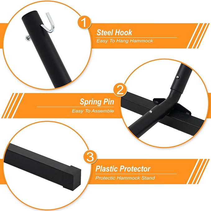 Lazy Daze Quilted Fabric Hammock with 12-Foot Stand, Double 2-Person Hammock with Pillow for Outdoor Outside Patio, Garden, Backyard, 450LB Capacity, Beach