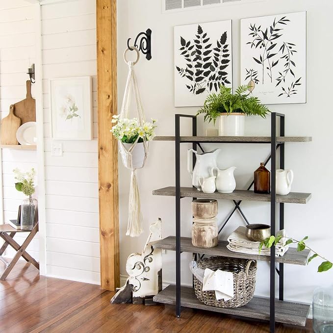 6-Inch Outdoor Indoor Decorative Iron Lantern Wall Hooks Hangers for Hanging Wind Chimes Hummingbird Feeders Candle Holders(Black, Set of 2)