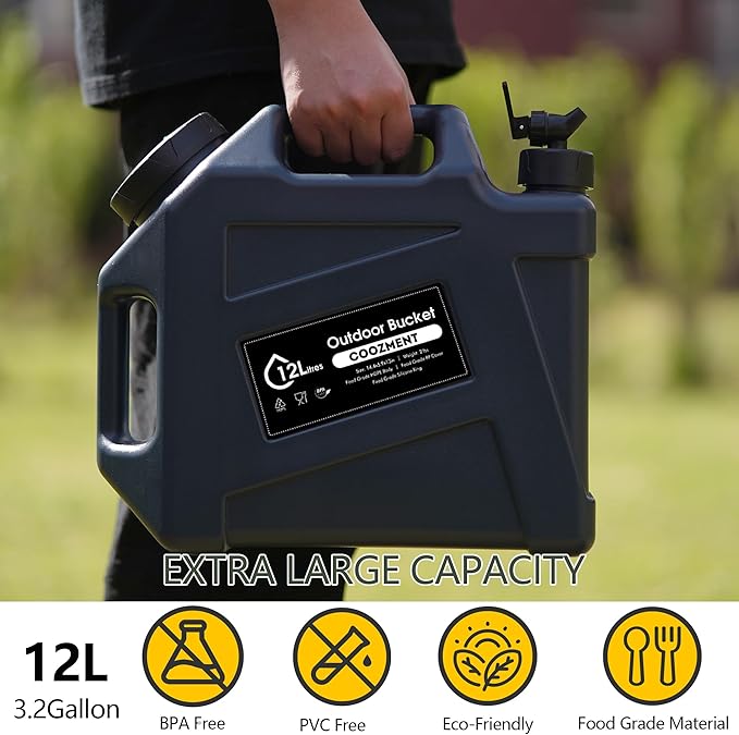 3.2 Gallon/5 Gallon Water Containers with Spigot, BPA Free Water Jug, Military Green Water Tank, Multifunction Water Storage Containers for Camping Outdoor Hiking,Emergency Stroage