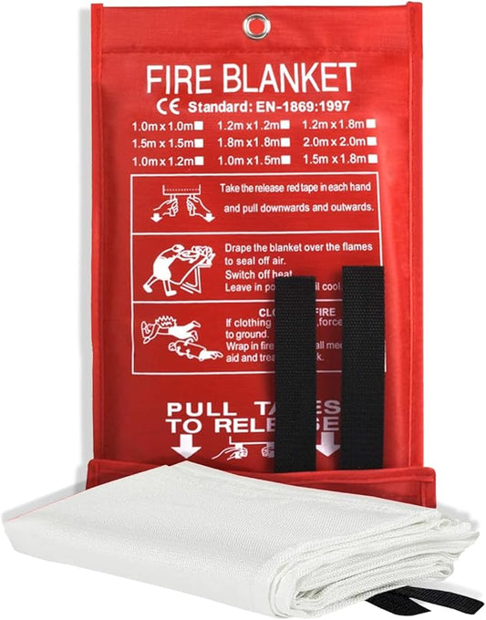 Smilco Emergency Fire Blanket for Home & Kitchen - 40x40 Flame-Retardant Fiberglass Fire Suppression Blankets, 1-Pack for Bedroom, Camping, BBQ & Emergency Safety (White)