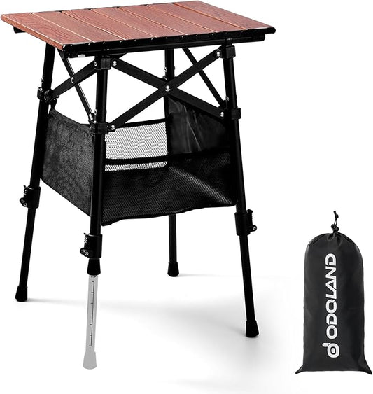 Odoland Folding Camping Table, Adjustable Height Portable Lightweight Mini Beach Table with Storage Bag for Outdoor Picnic Hiking Travelling