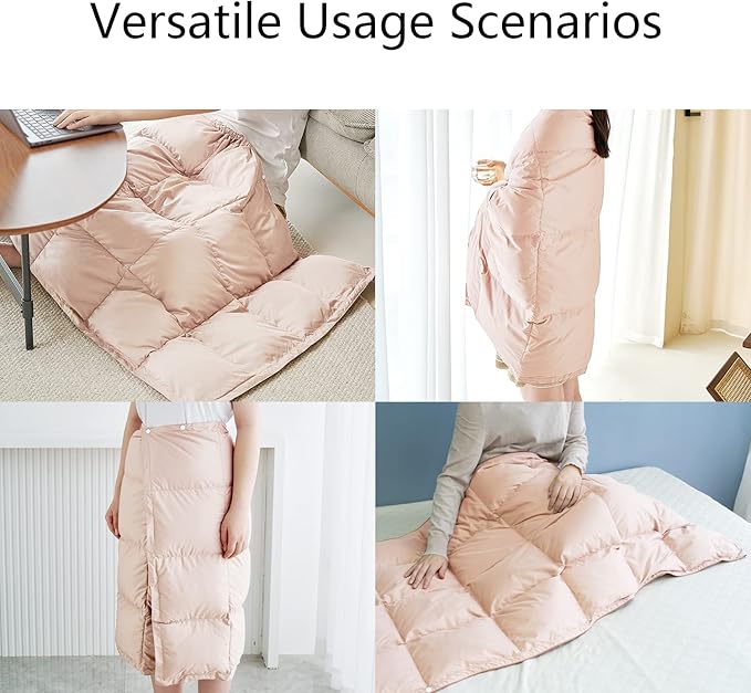 zzlamb Puffy Down Camping Blanket Water-Repellent, Down Throw Travel Blanket Portable for Outdoor, Light Warm Quilt for Couch Plane Car Theater Stadium Picnic RV Backpacking Hammock