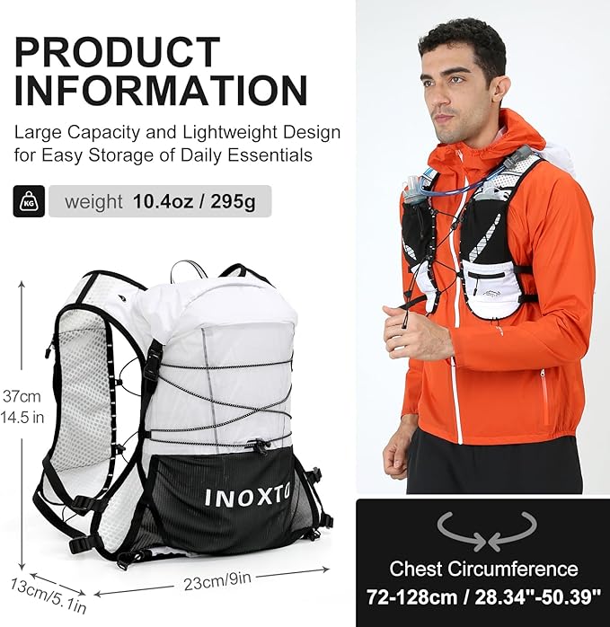 Running Hydration Vest Backpack, Lightweight Water Backpack with 1.6L Water Bladder Daypack for Women Men,Adjustable Running Vest Pack for Trail Running Hiking Cycling Race Marathon