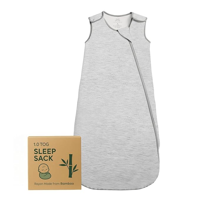 Rayon Made from Bamboo Sleep Sack 1.0 TOG 0-6 Months Unisex Baby Sleeping Bag with 2-Way Zipper Breathable Wearable Blanket Baby