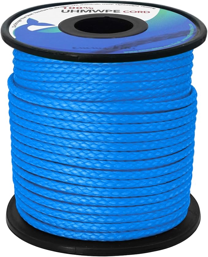 emma kites Hollow UHMWPE Braided Cord 1.3mm, 1.6mm, 2mm Spliceable for Tent Guyline Tarp Hammock Ridgeline Whoopie Sling Bear Bagging for Camping Backpacking