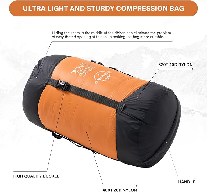 Compression Sack, 12L/19L/32L/46L/53L Water-Resistant Sleeping Bag Stuff Sack,Anti-Tear Ultra Light 400T 20D Nylon Storage Bag,Space Saving Gear for Camping Hiking Travel 1Pcs