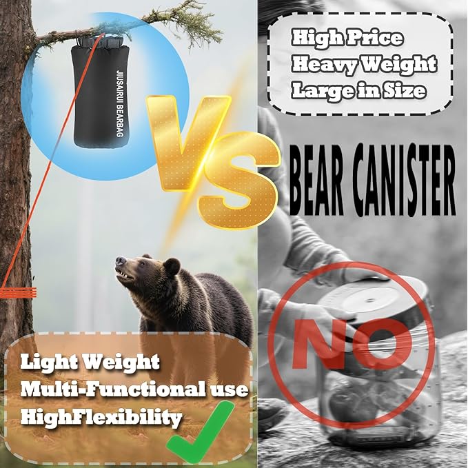 7.8Oz Ultralight Bear Bag Hanging Kit: 30D Waterproof Bear Proof Food Storage for Backpacking and Camping Alternative to Bear Canister (10L)