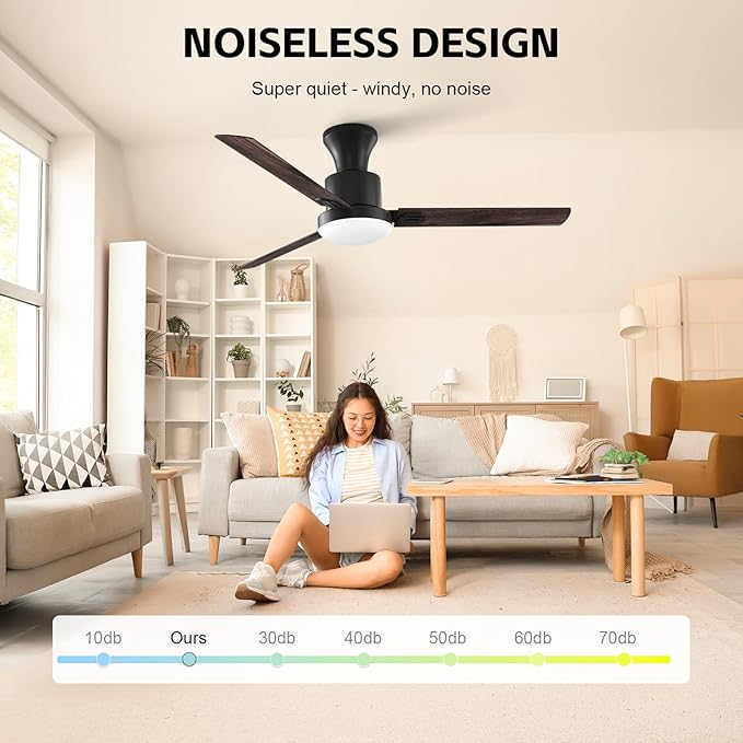 Obabala 60" Outdoor Ceiling Fan, LED Light, Smart Remote & APP Control, 6-Speed Reversible DC Motor, Modern Ceiling Fan for Large Rooms, Covered Patio