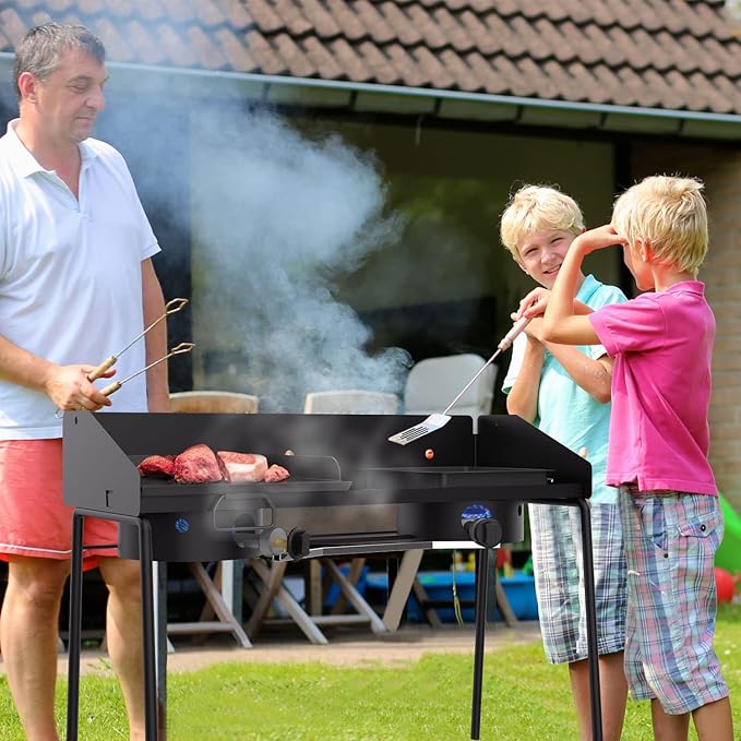 Heavy Duty Steel Griddle for Camp Chef 14" Stove Cooking Systems, Carbon Steel Flat Top with Carry Bag for Camp Chef 1-Burner Griddle Outdoor Cooking Equipment 14" x 16"
