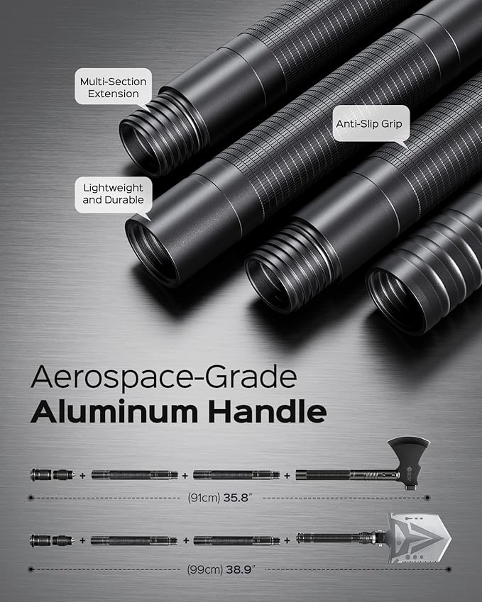 Sahara Sailor Folding Camping Shovel Axe Kit Military Grade, Multifunctional Survival Tactical Shovel with Paracord, Dual Color Flashlight, Whetstone, Emergency Gear for Camping