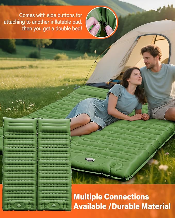 A2C Camping Sleeping Pad, Ultralight Inflatable Sleeping Pads with Built-in Foot Pump & Pillow, Compact Camping Mattress for Backpacking, Hiking, and Traveling