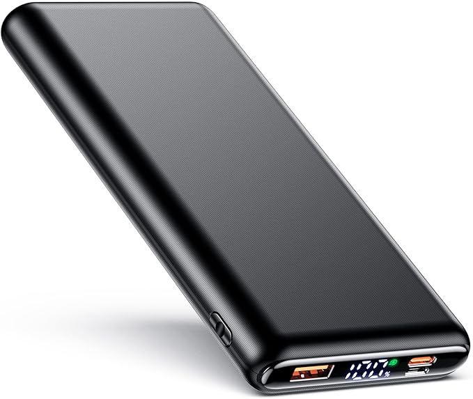 ZZI Portable Charger, 32000mAh 5V/3A Power Bank with Dual 22.5W High-Speed Charging, Thinnest Travel Essentials with LED Display, Battery Pack Compatible with iPhone Samsung iPad etc (Black)